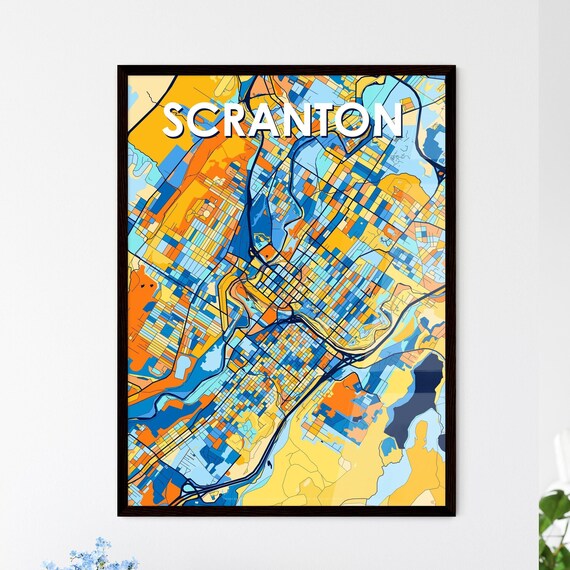 Scranton Pennsylvania Colorful Geometric City Street Map Poster