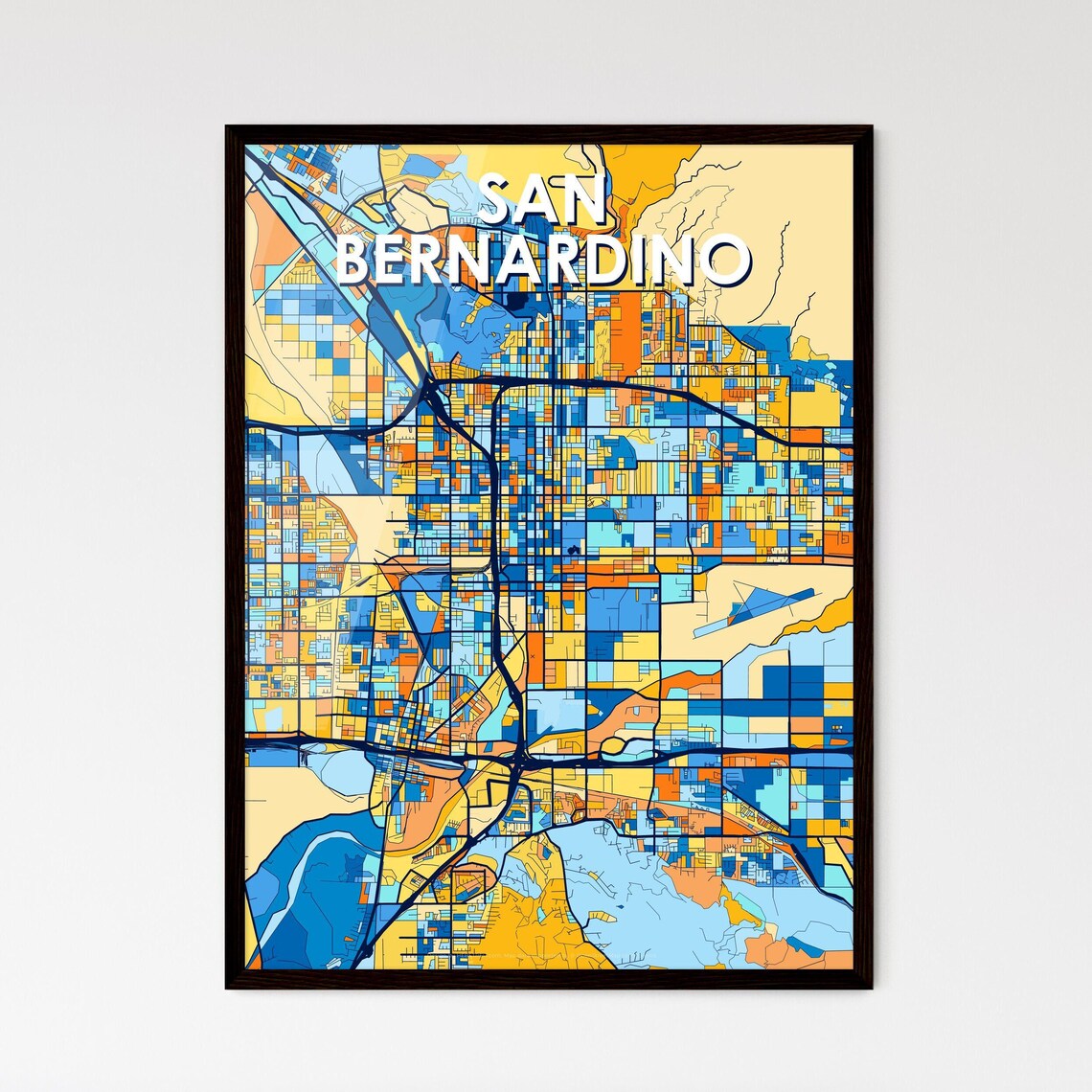 San Bernardino California Colorful City Map Art Print Wall Decor