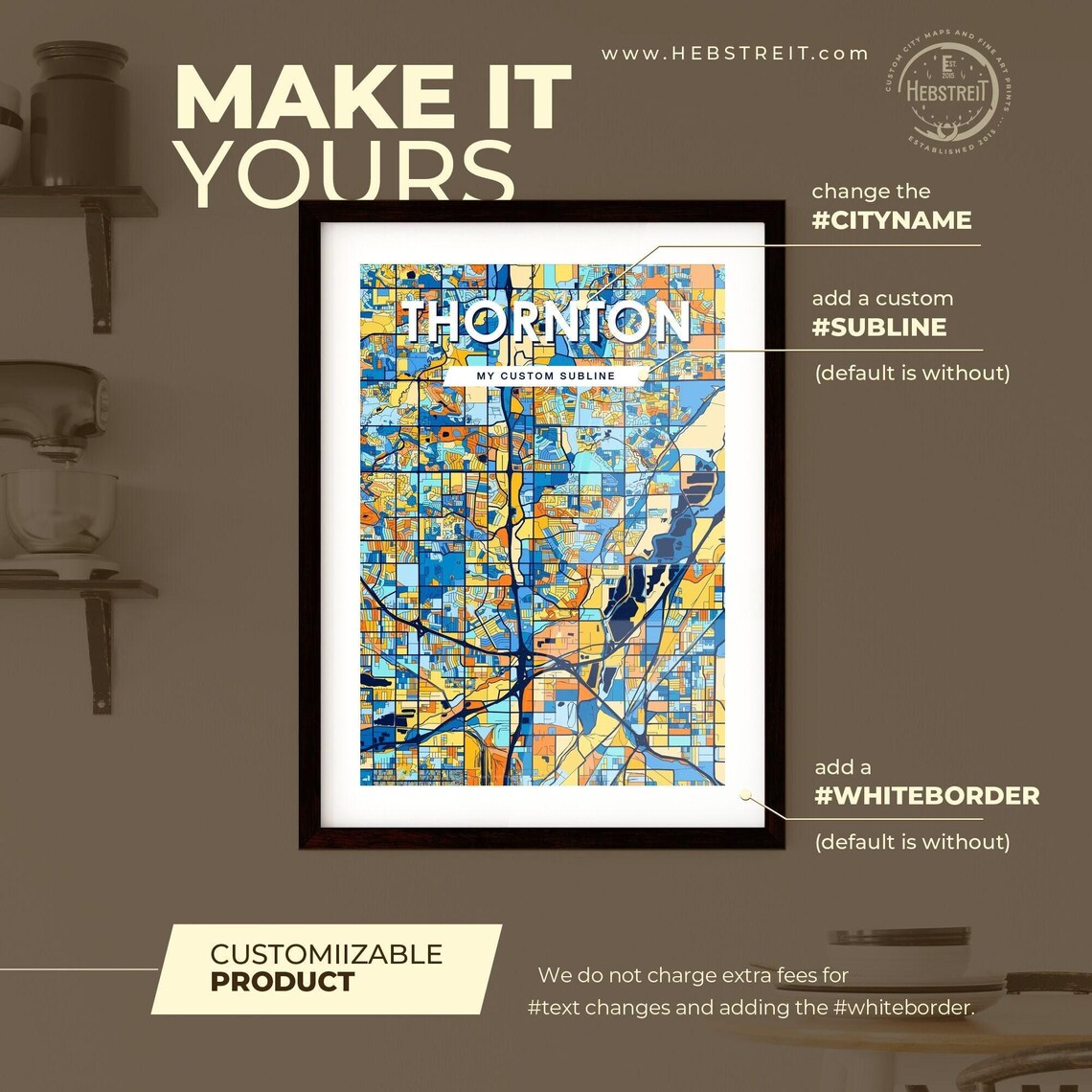 Thornton Colorado Colorful Vibrant City Street Map Art Poster - Image 2