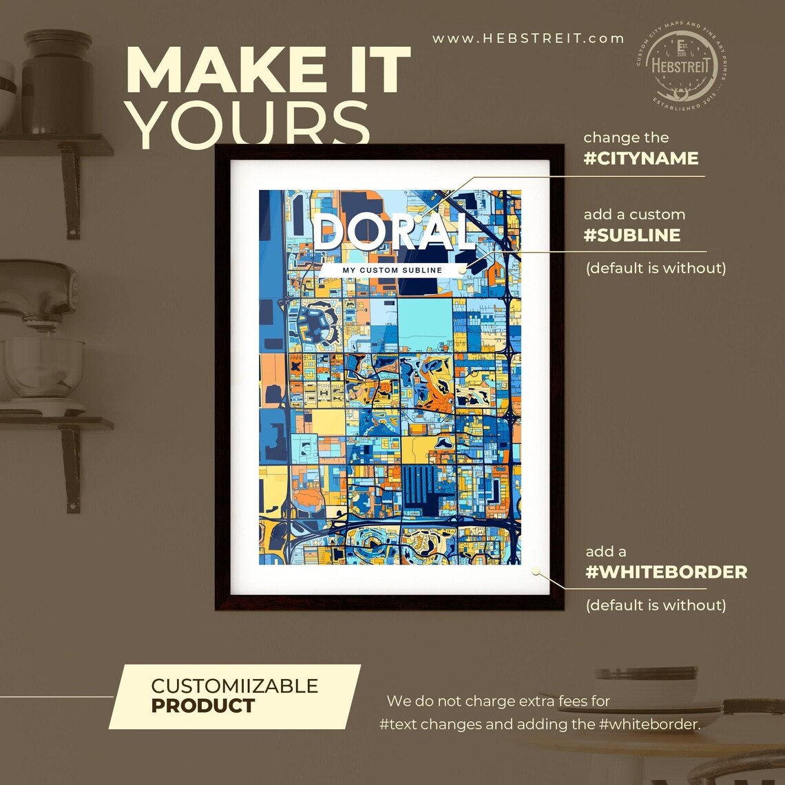 Doral Florida Vibrant Colorful Geometric Street Grid City Map Art Poster - Image 2