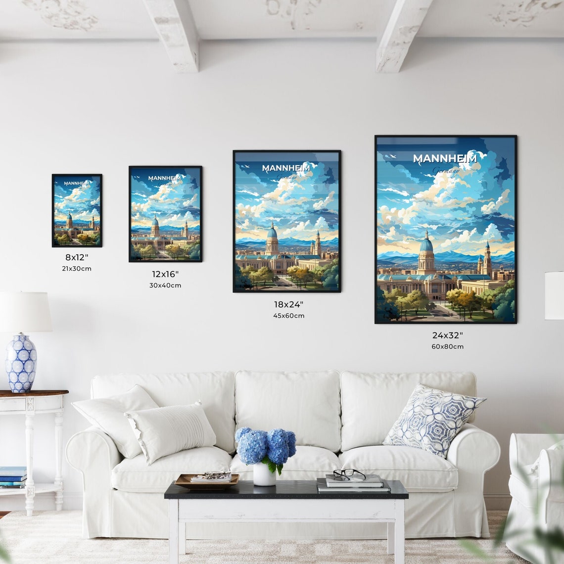 Mannheim Germany Blue Sky Domed Building City Travel View Poster - Image 3
