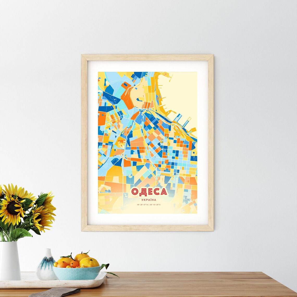 Odesa Ukraine Vibrant Colorful Modern City Street Map Art Poster - Image 2