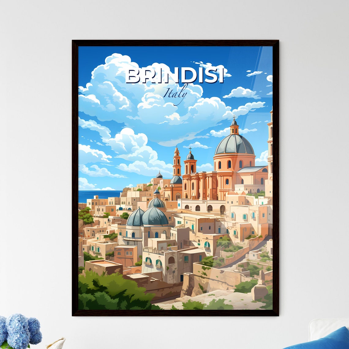 Brindisi Italy Seaside Domes Cathedral Towers Blue Sky Poster