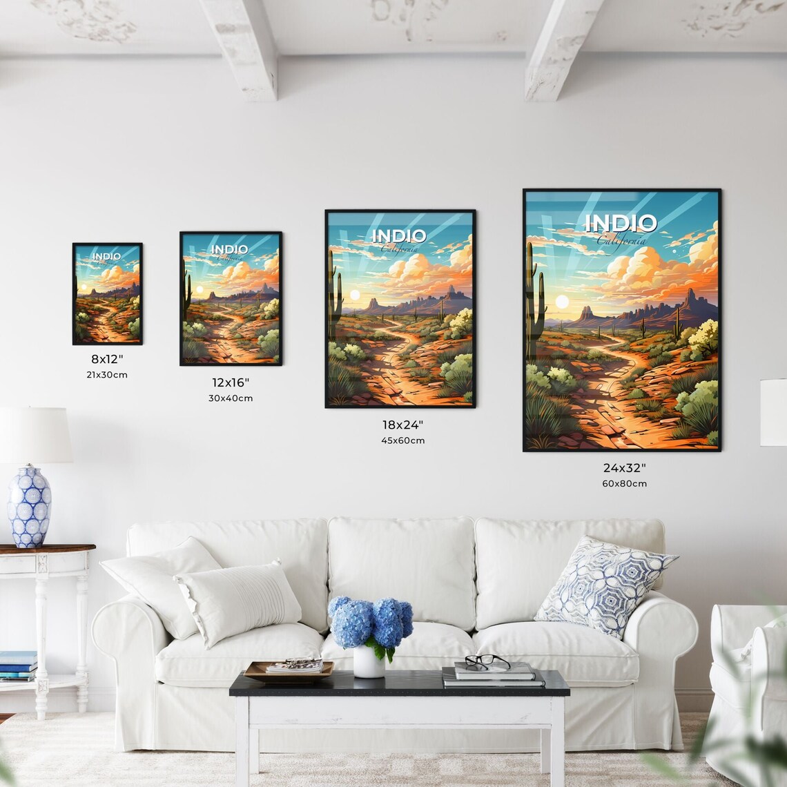 Indio California Desert Sunset Saguaro Cactus Landscape Poster - Image 3