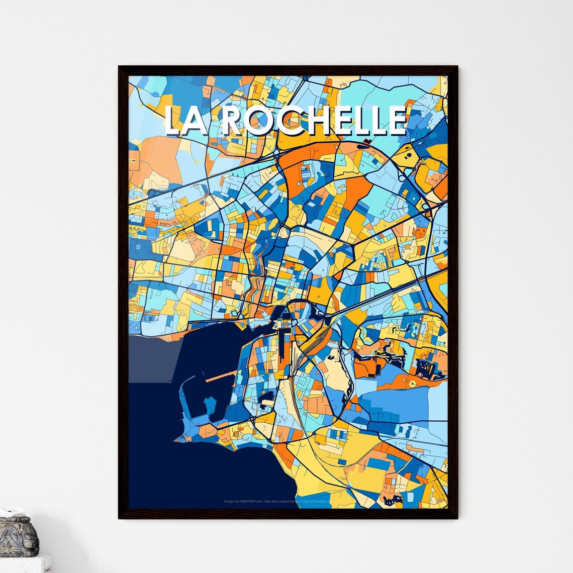 La Rochelle France Bold Colorful City Map Artwork Travel Wall Decor Poster