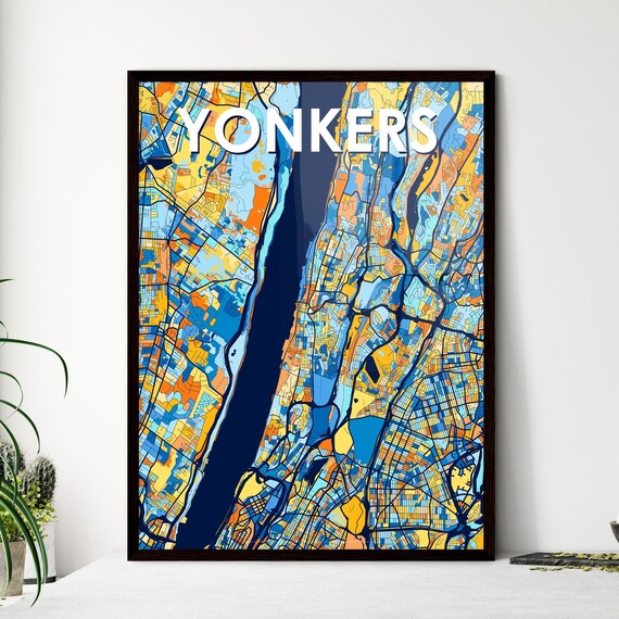 Yonkers New York Colorful Vibrant City Street Map Art Poster