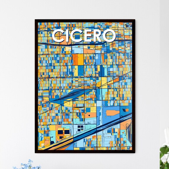 Cicero Illinois Vibrant Colorful Geometric Street Grid City Map Art Poster