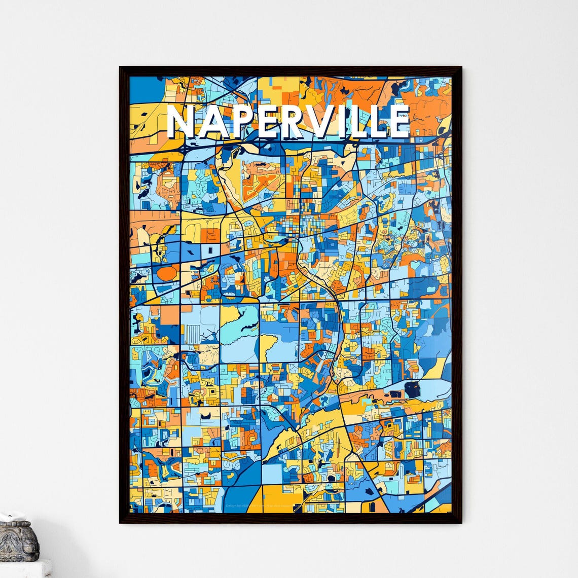 Naperville Illinois Vibrant Colorful Mosaic City Street Map Art Poster