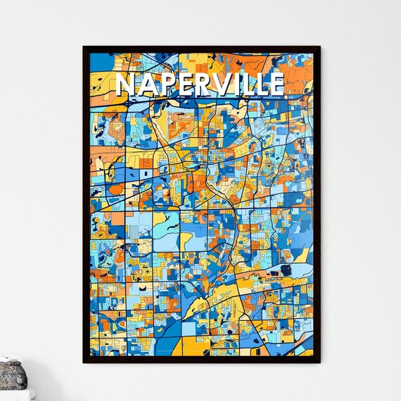 Naperville Illinois Vibrant Colorful Mosaic City Street Map Art Poster