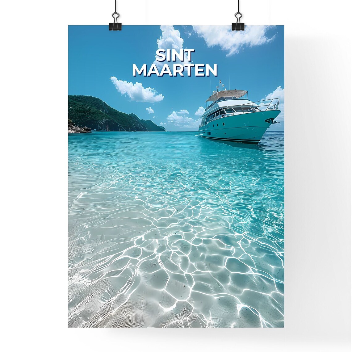 Sint Maarten Yacht Turquoise Caribbean Sea Travel Art Poster - Image 4