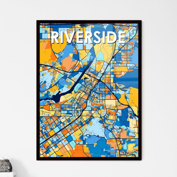 Riverside California Bold Colorful City Map Art Poster Great Hometown Gift