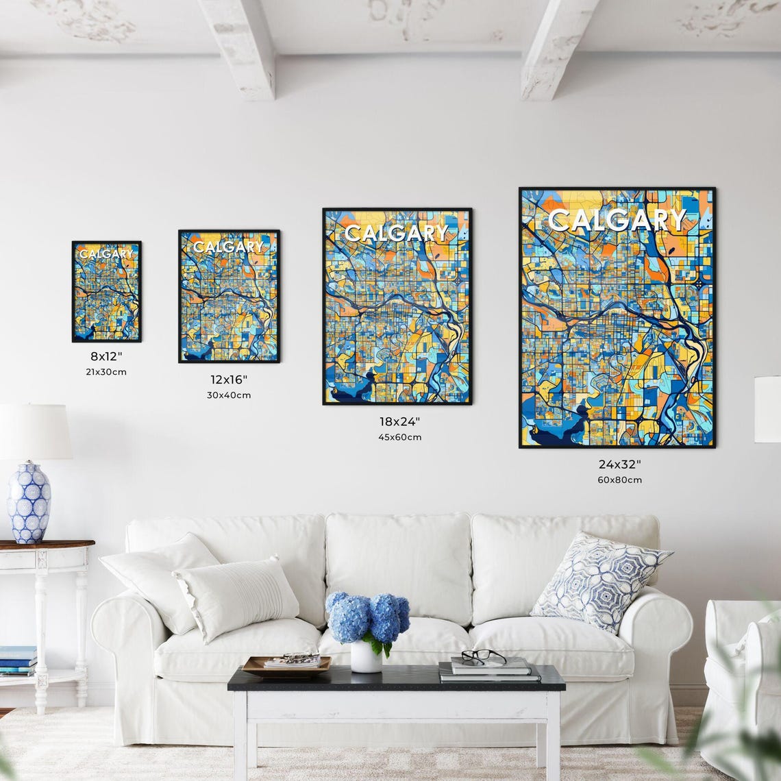 Custom Calgary Canada Vibrant Colorful City Street Map Art Poster - Image 3