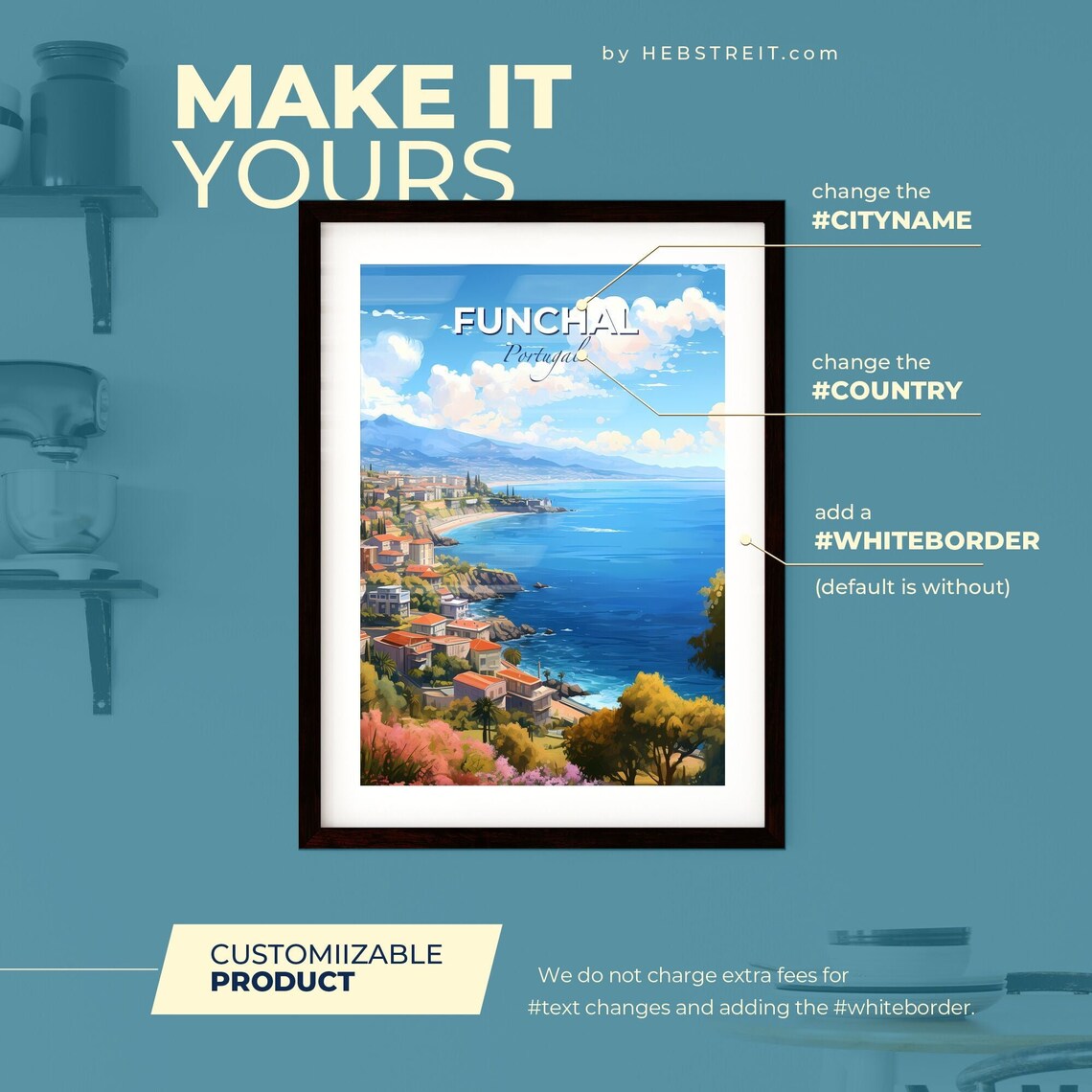 Funchal Portugal Coastal City Ocean View Anime Travel Poster - Image 2