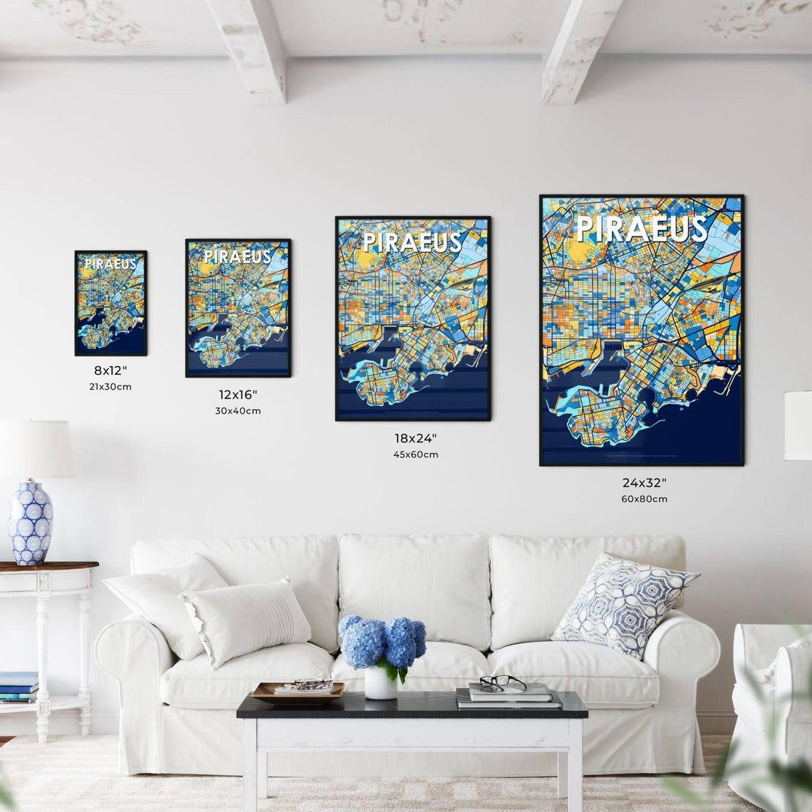 Piraeus Greece Vibrant City Map Artwork Colorful Travel Decor Poster - Image 3
