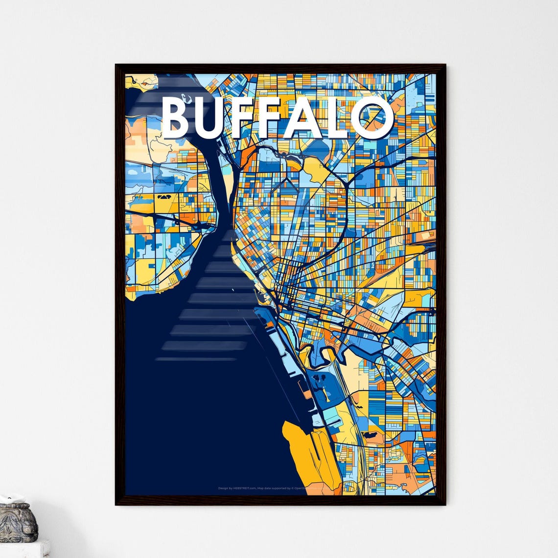 Buffalo Ny Vibrant Art Map Poster Unique Wall Decor Personalisable Gift For Home Interior Design Enthusiasts