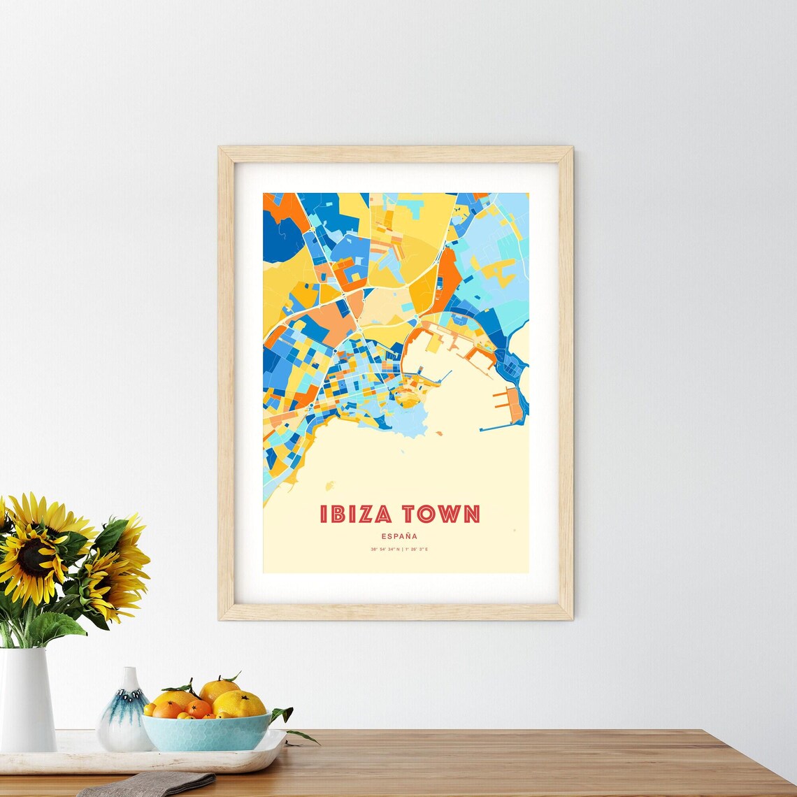 Ibiza Town Spain Blue Orange Island City Map Art Poster for Walls - Image 2