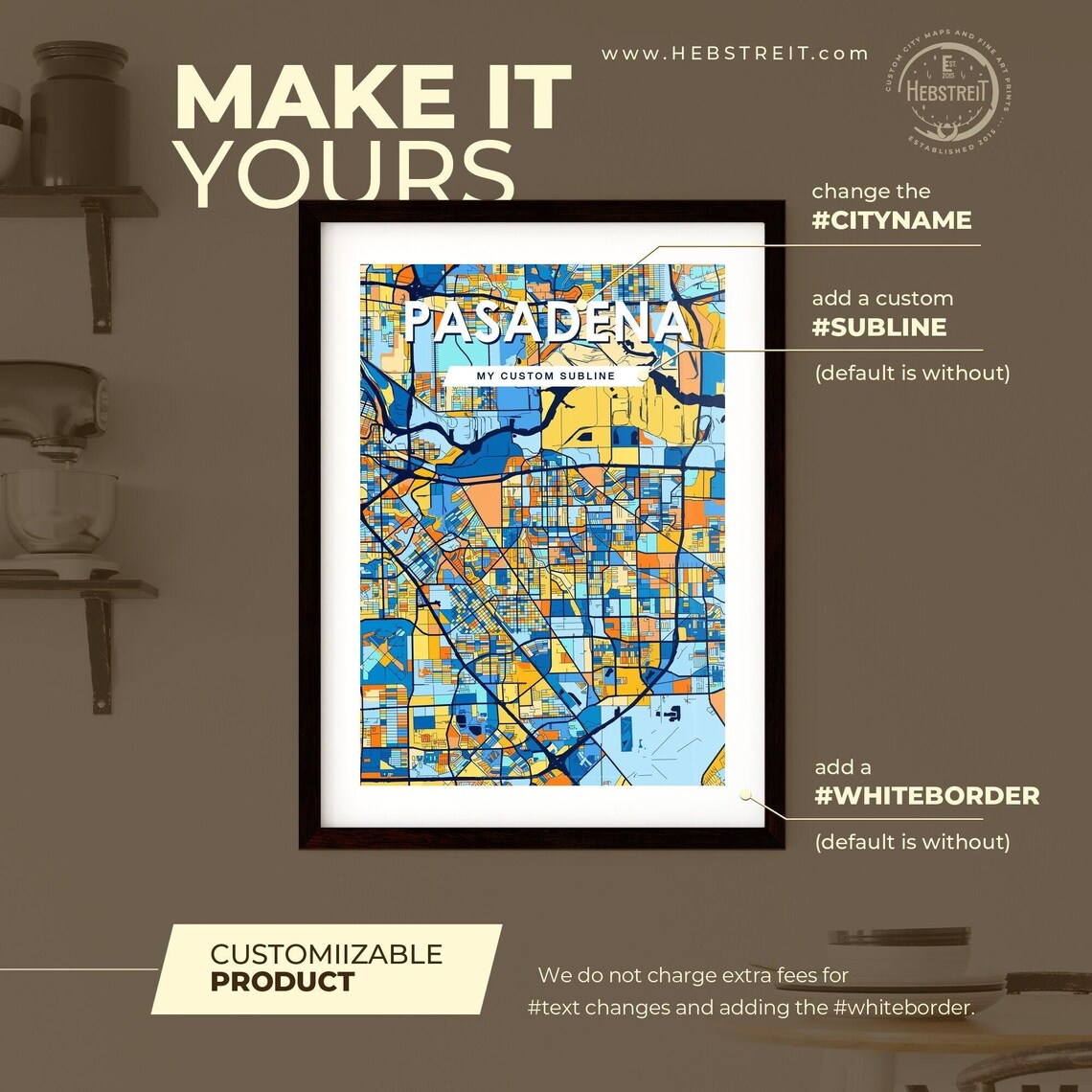 Pasadena Texas Vibrant Colorful Geometric Street Grid City Map Art Poster - Image 2