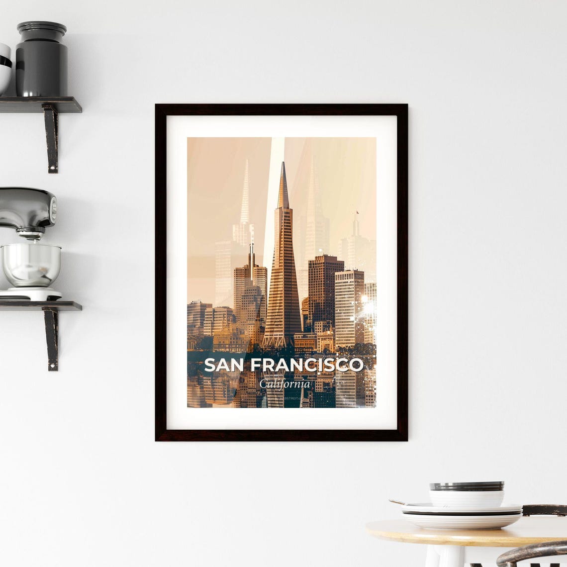 San Francisco California Double Exposure Skyline Decor Poster - Image 2
