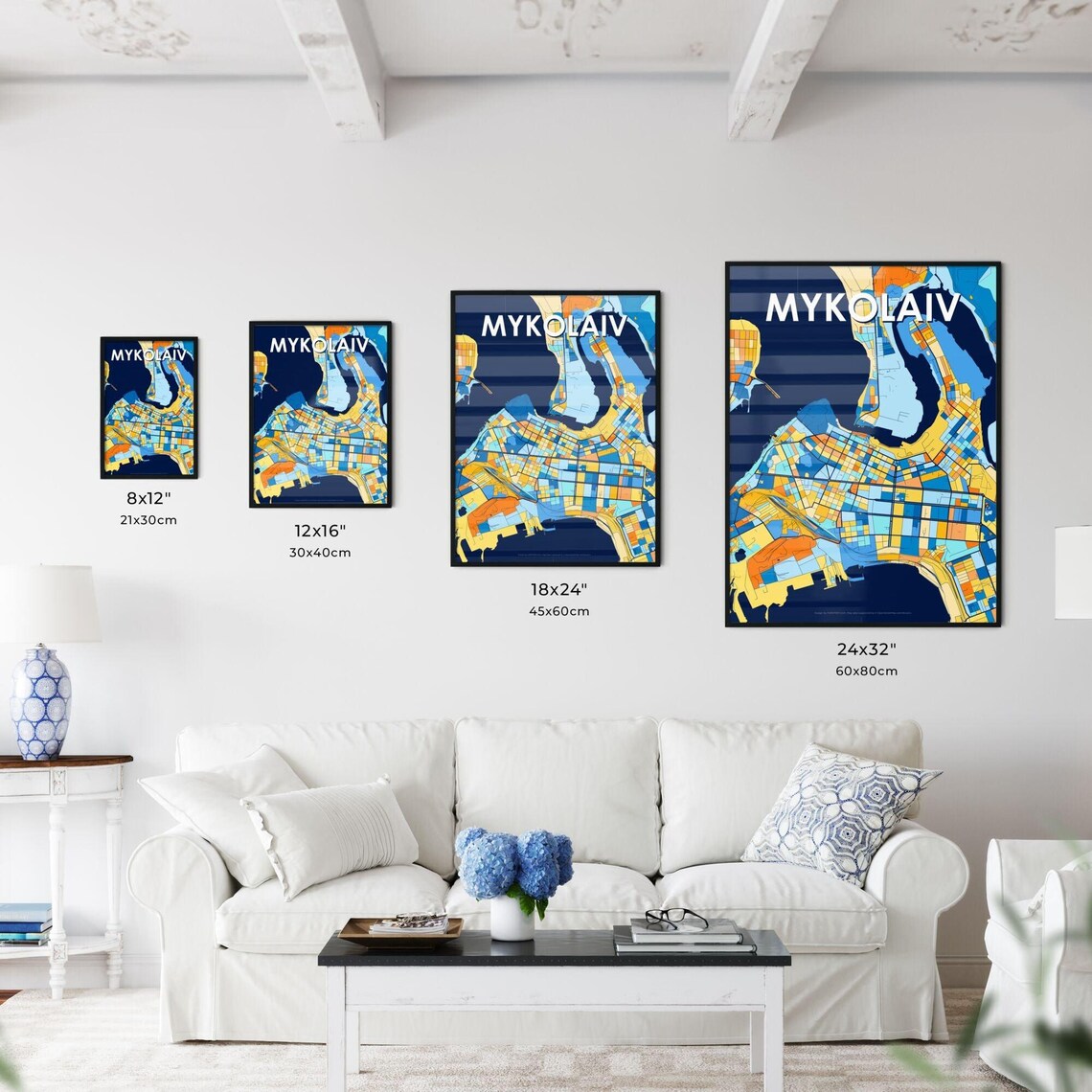 Mykolaiv Ukraine Vibrant Colorful Modern City Street Map Art Poster - Image 3