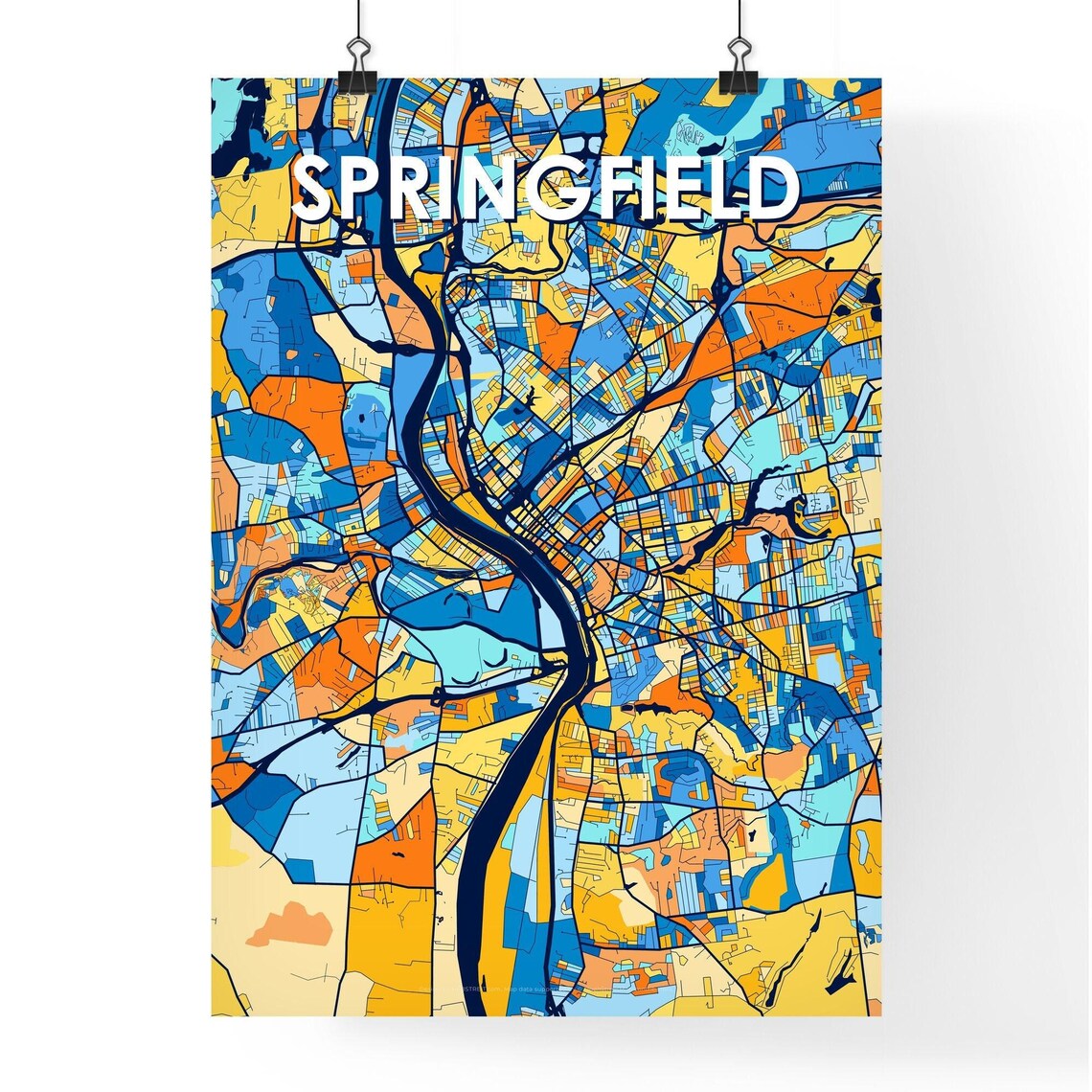 Springfield Massachusetts Colorful Modern City Street Map Travel Decor Poster - Image 4