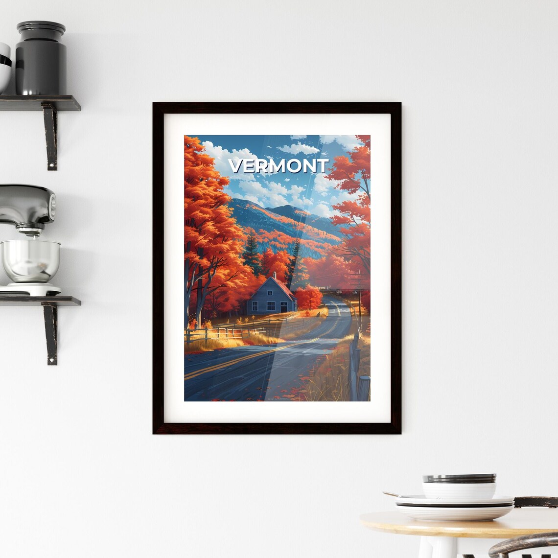 Vermont Autumn Country Road Farmhouse Fall Foliage Travel Poster - Image 2