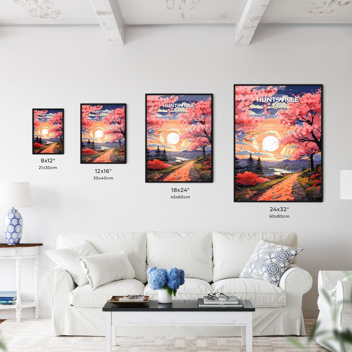 Huntsville Alabama Blossom Trail City Sunset Vintage Travel Poster - Image 3