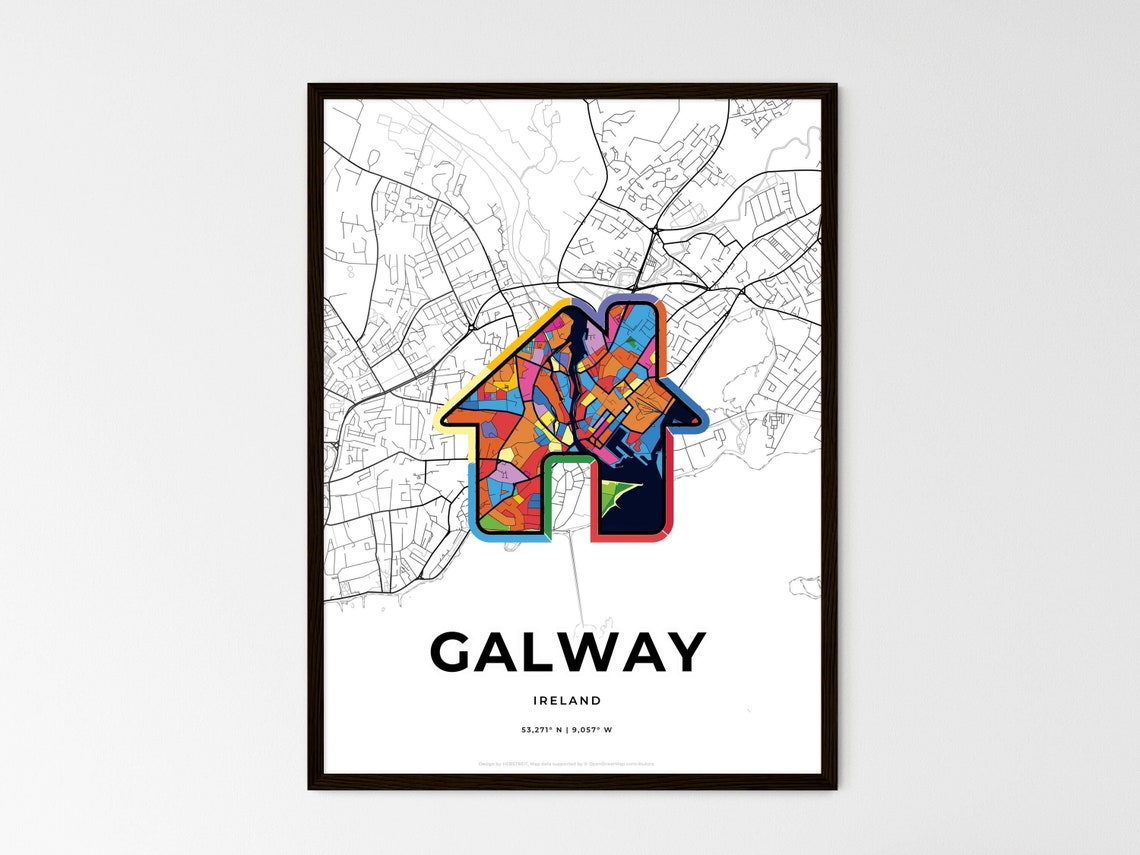Galway Ireland Where It All Began Heart Map Coordinates Poster - Image 3