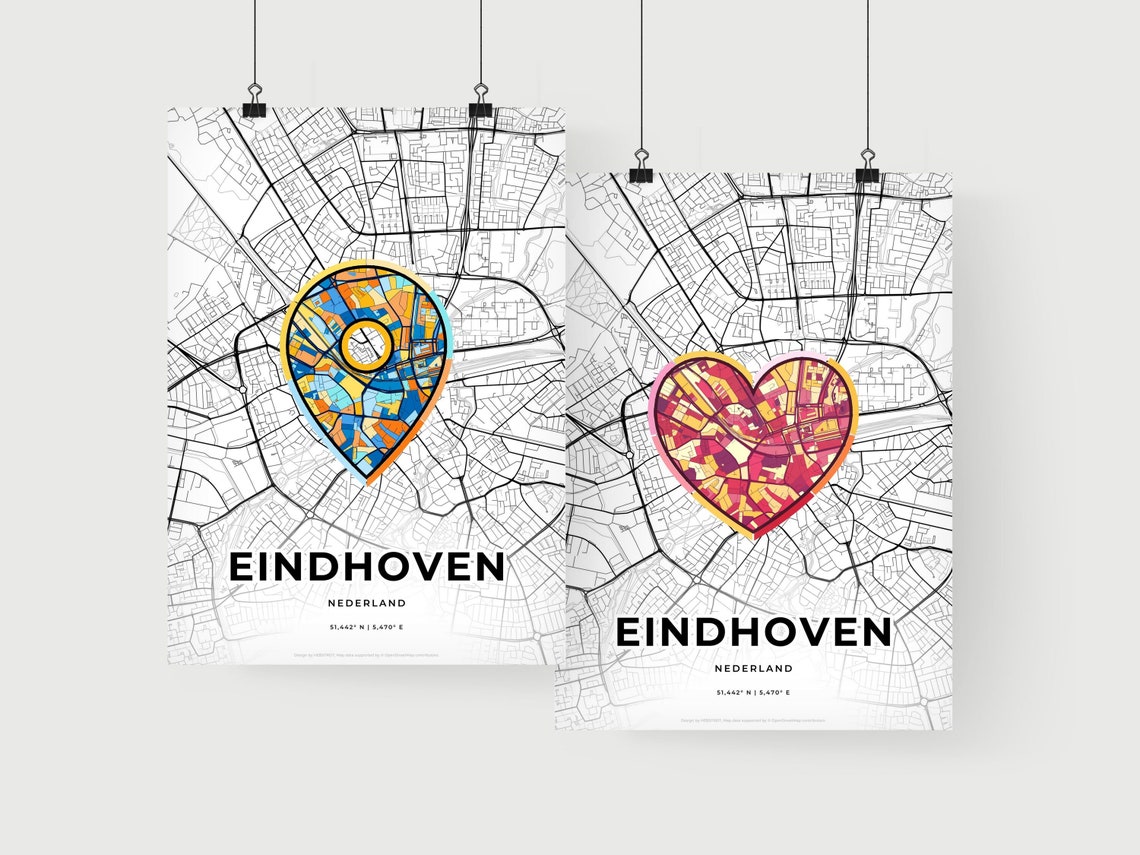 Eindhoven Netherlands Modern Minimalist Heart Street Map Art Poster - Image 2