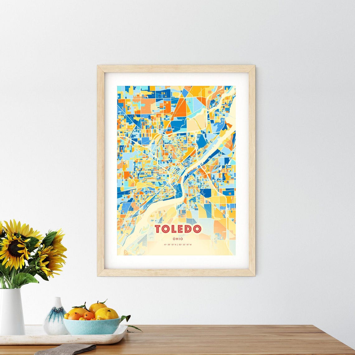 Toledo Ohio Colorful City Map Art Coordinates Vibrant Poster - Image 2
