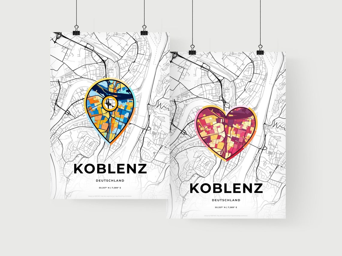 Koblenz Germany Where It All Began Heart Map Coordinates Poster - Image 2