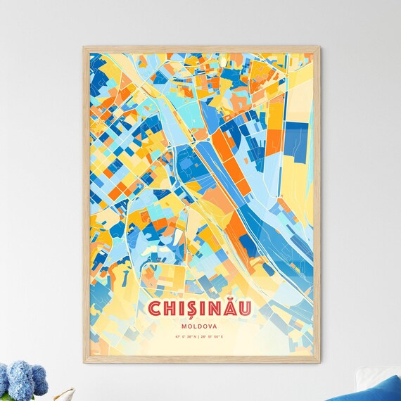 Chișinău Moldova Vibrant Colorful Mosaic City Street Map Art Poster