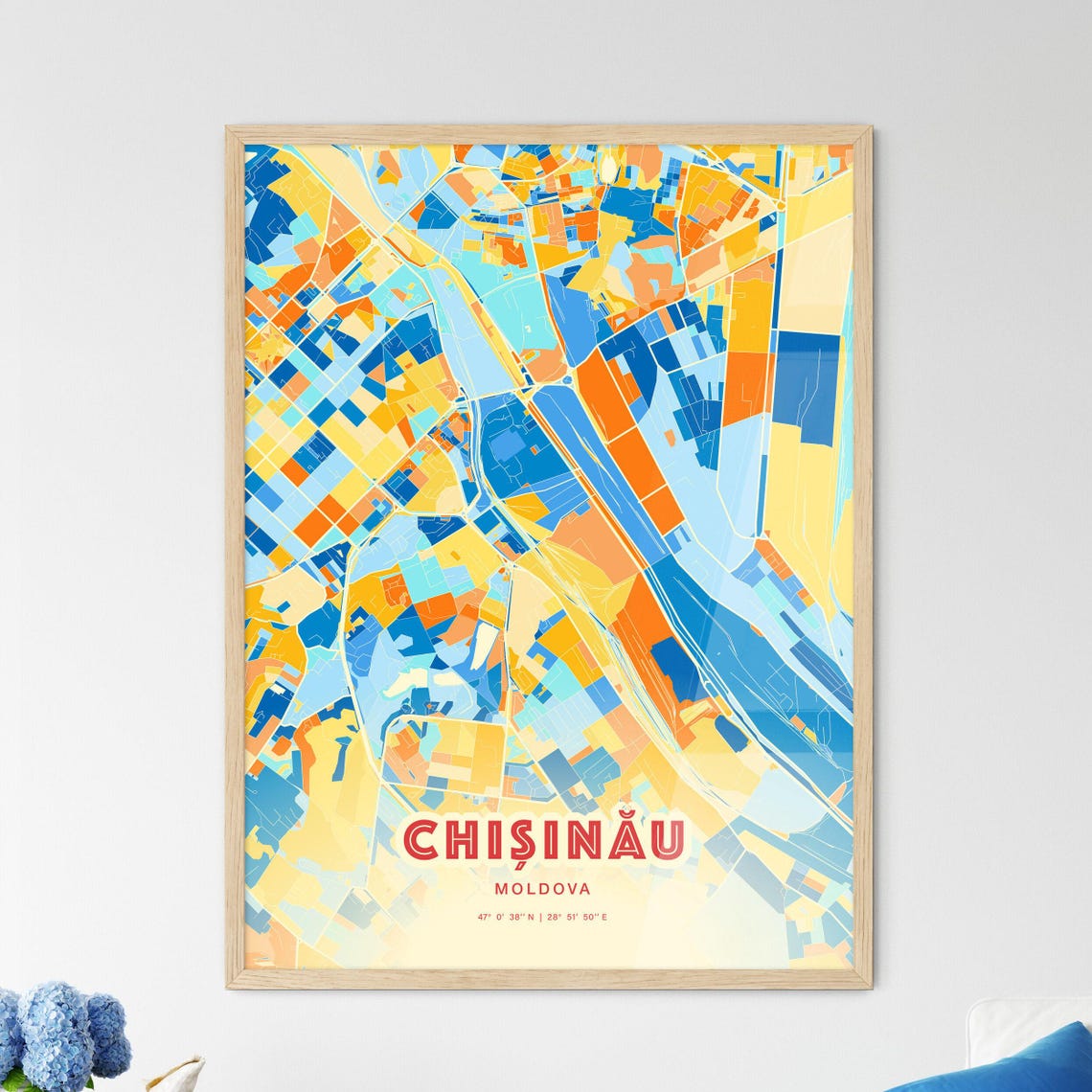 Chișinău Moldova Vibrant Colorful Mosaic City Street Map Art Poster