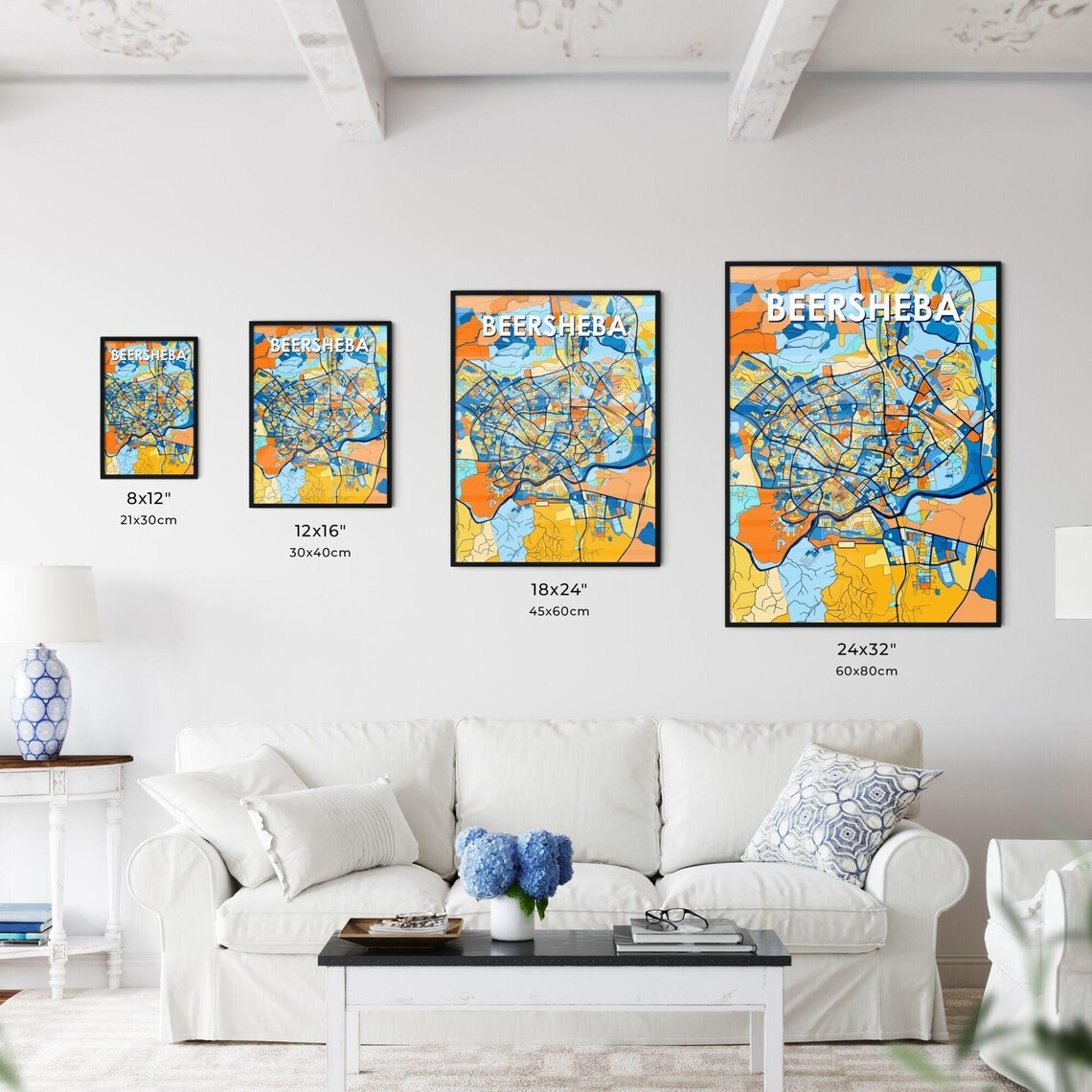 Beersheba Israel Colorful Modern City Street Map Travel Decor Poster - Image 3