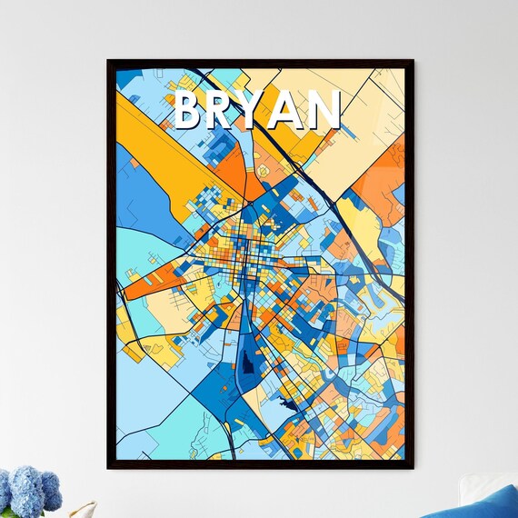 Bryan Texas Bright Colorful Mosaic City Street Map Artwork Poster