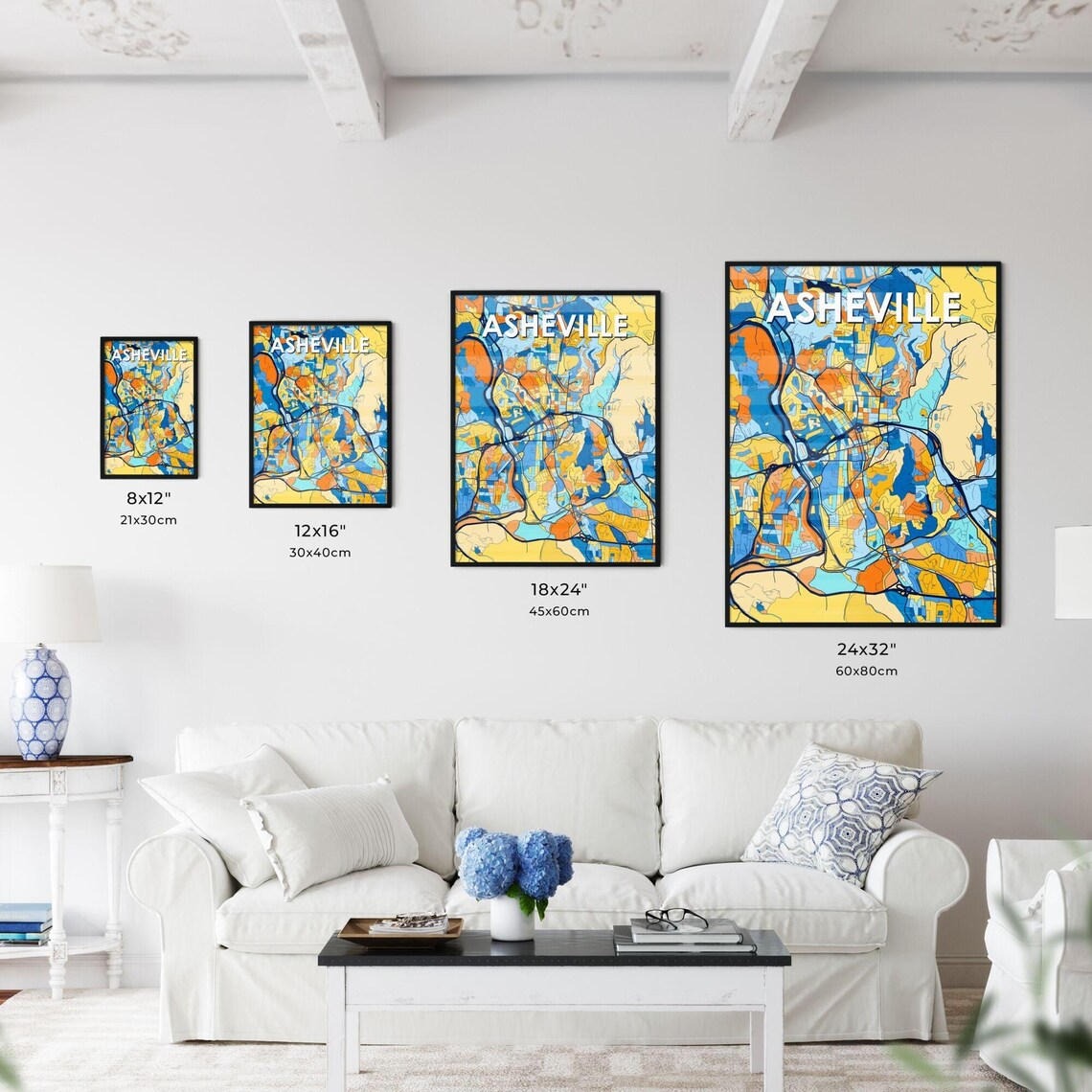 Asheville North Carolina Colorful City Map Art Home Decor Poster - Image 3