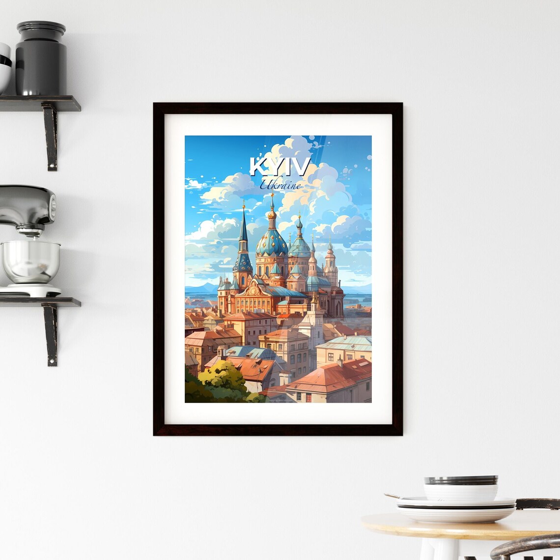 Vivid Kyiv Ukraine Golden Blue Domed Cathedral Old Town Poster - Image 2