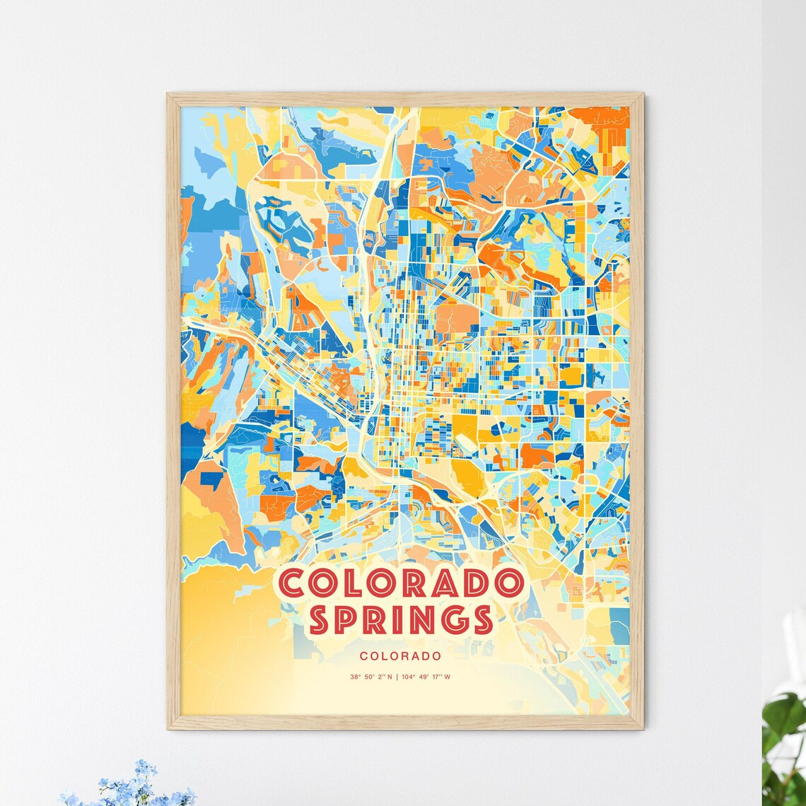 Colorado Springs Colorado Colorful City Map Art Coordinates Poster
