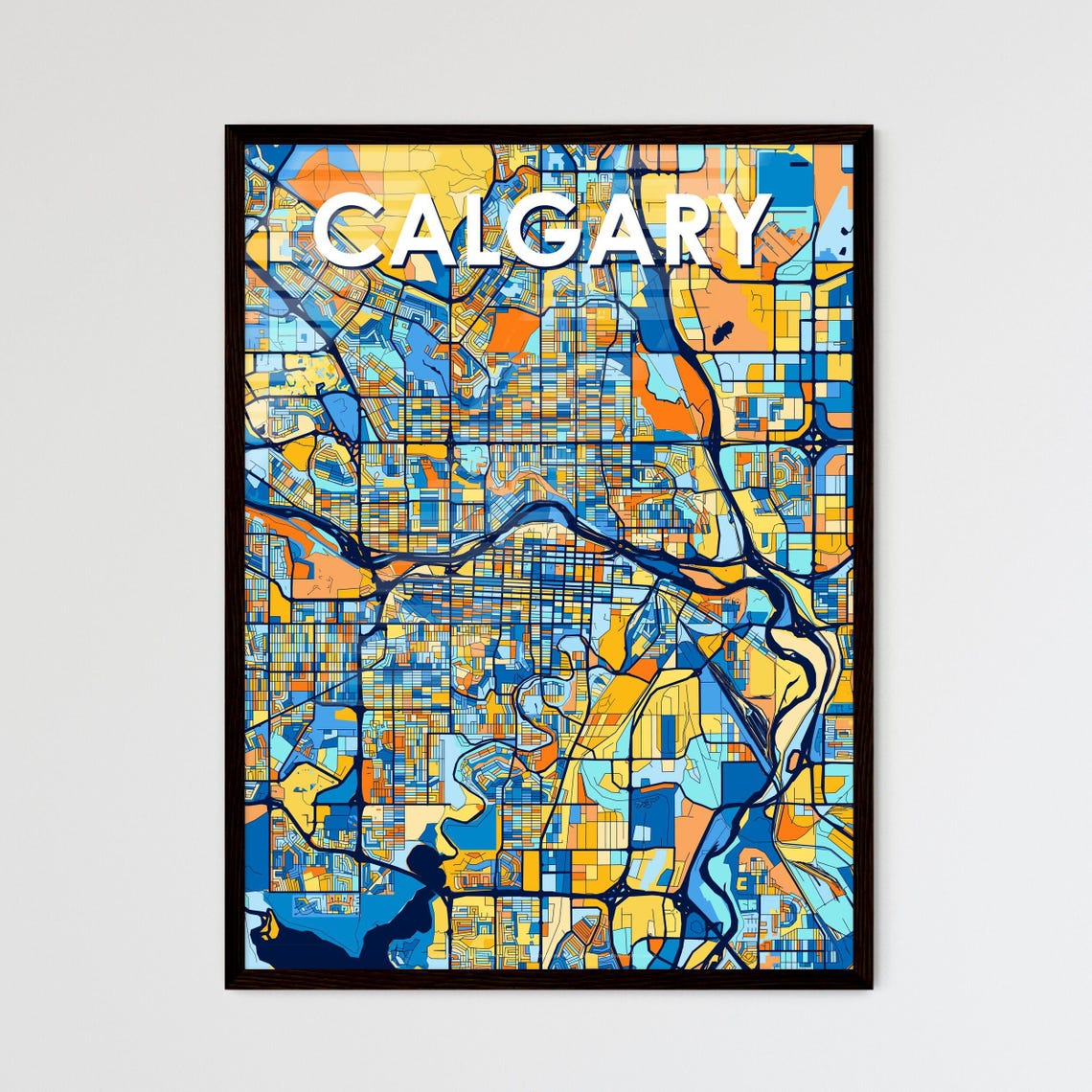 Custom Calgary Canada Vibrant Colorful City Street Map Art Poster