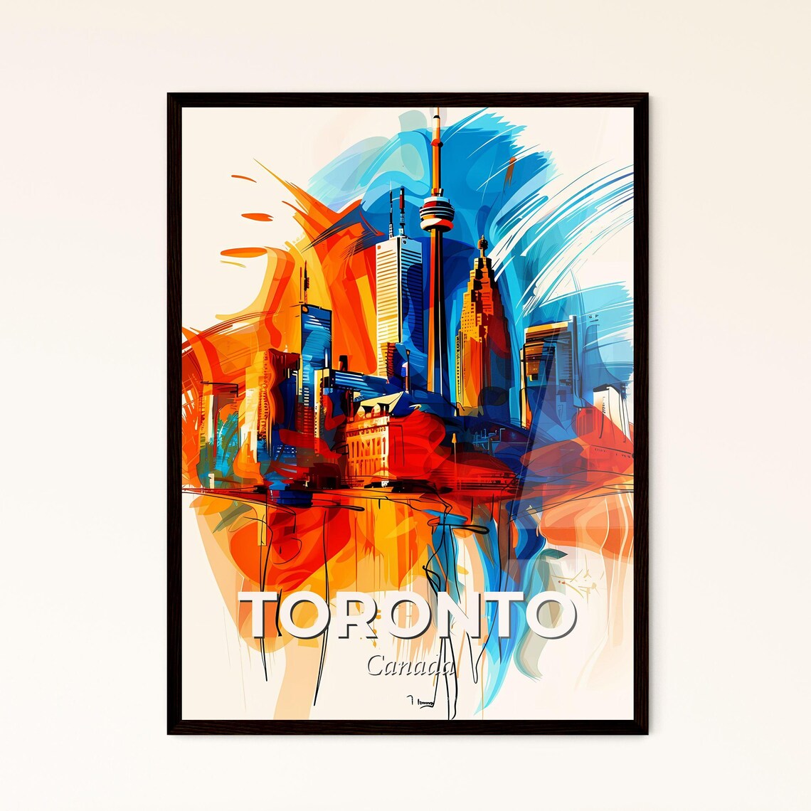 Toronto Canada CN Tower Abstract Skyline Painting Art Poster