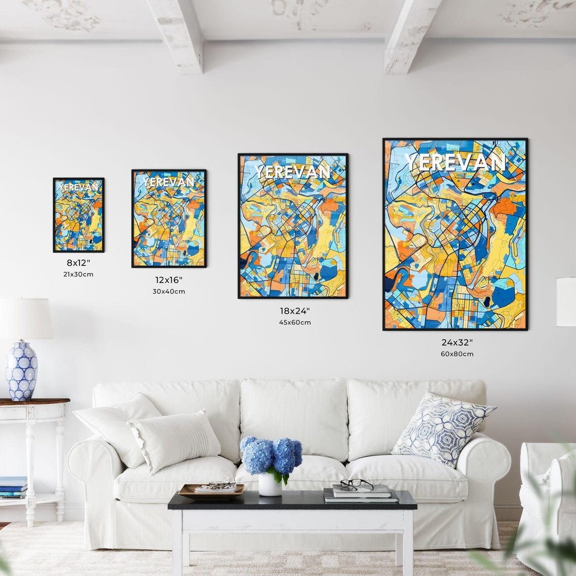 Yerevan Armenia Bold Colorful Modern Geometric City Map Art Poster - Image 3