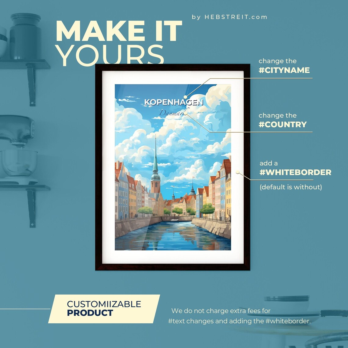 Copenhagen Denmark Canal Colorful Waterfront Houses Travel Poster - Image 2