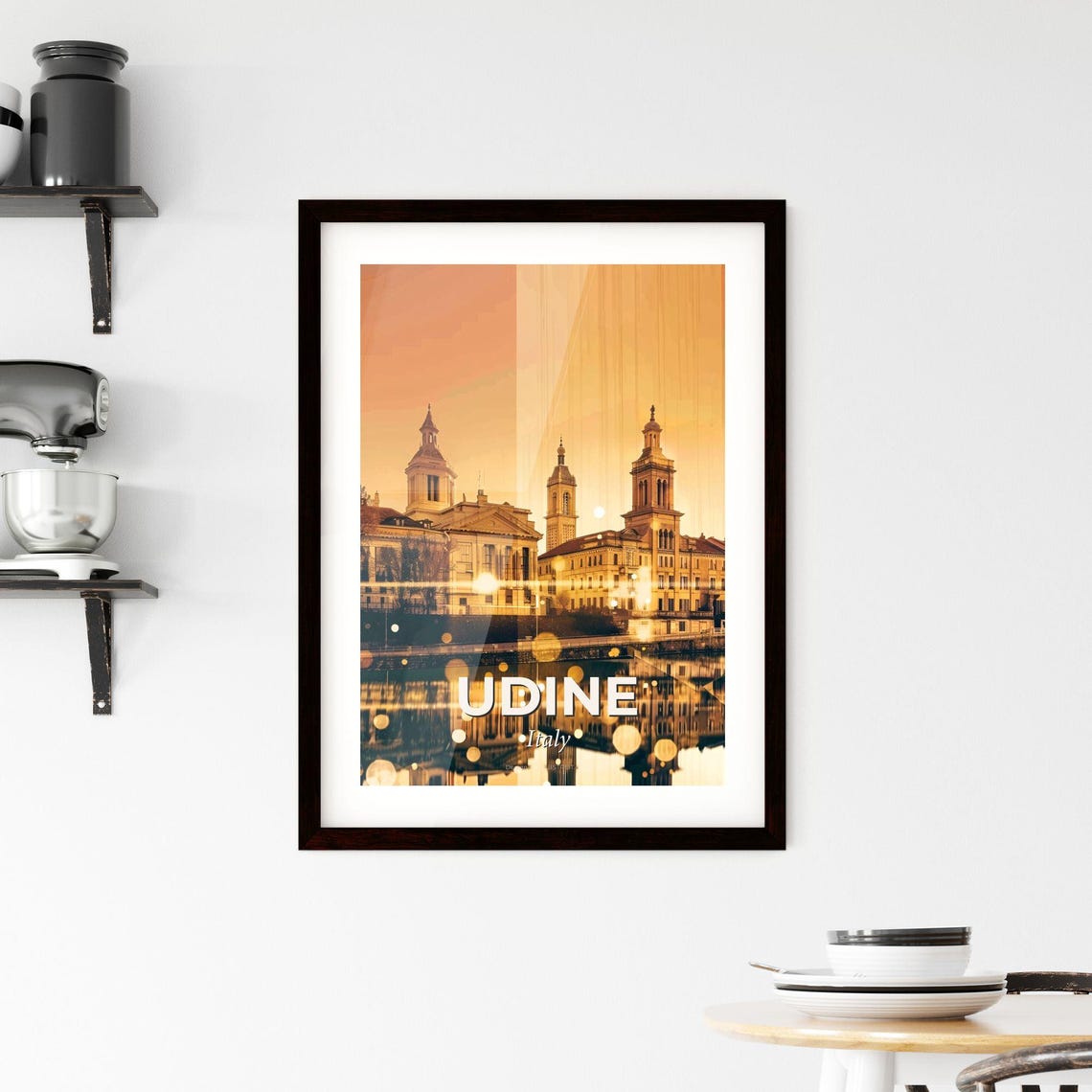 Udine Italy Golden Sunset Baroque River Reflection Art Poster - Image 2