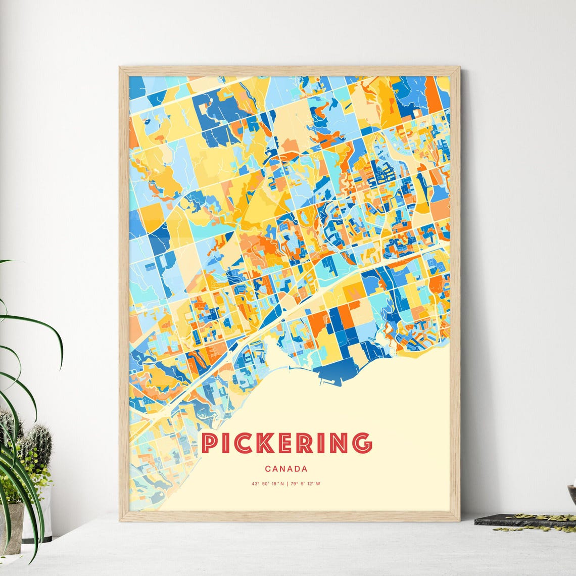 Abstract Pickering Canada Modern Colorful City Street Map Art Poster - Image 3