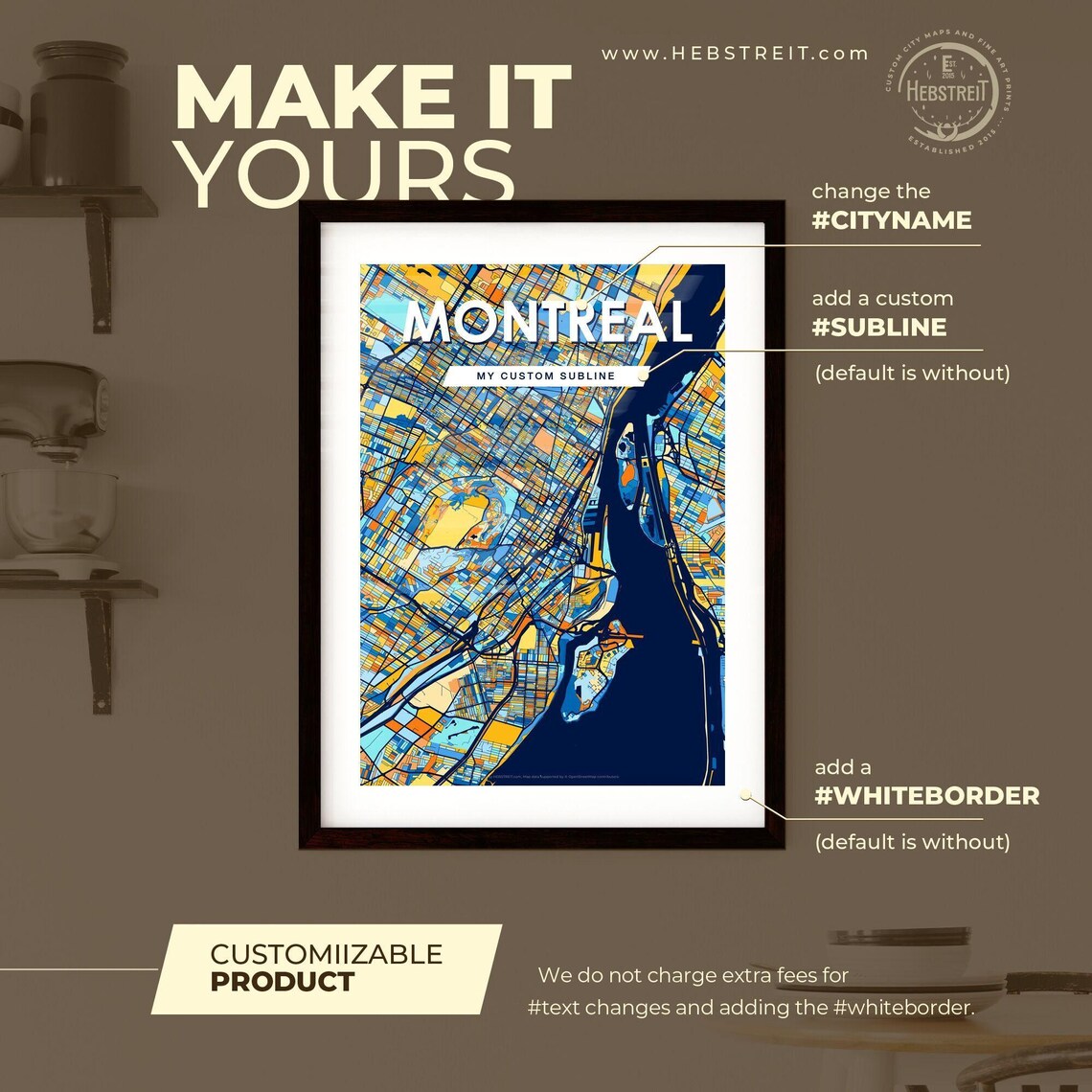 Custom Montreal Canada Vibrant Colorful City Street Map Art Poster - Image 2