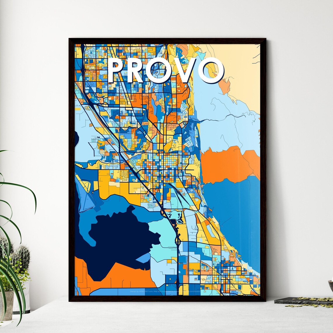 Provo Utah Vibrant Colorful Mosaic City Street Map Art Poster