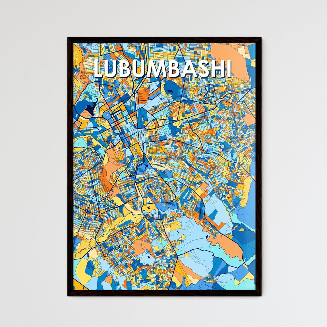 Lubumbashi DR Congo Bold Vibrant Geometric City Map Art Poster