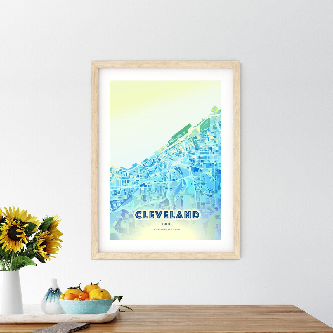Cleveland Ohio Vibrant Abstract Watercolor City Street Map Poster - Image 2