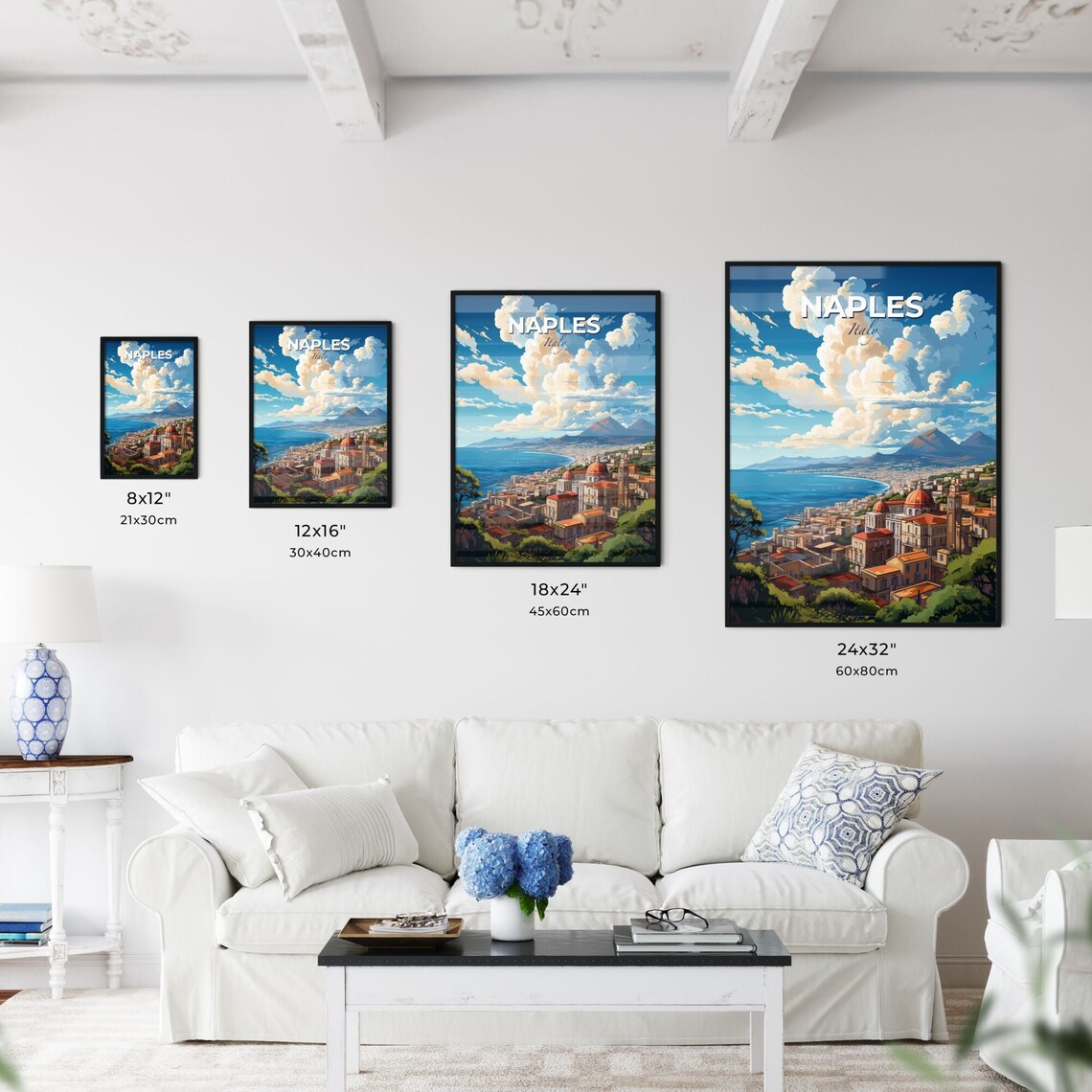 Naples Italy Bay Vesuvius Old Town Coastal Skyline Travel Poster - Image 3