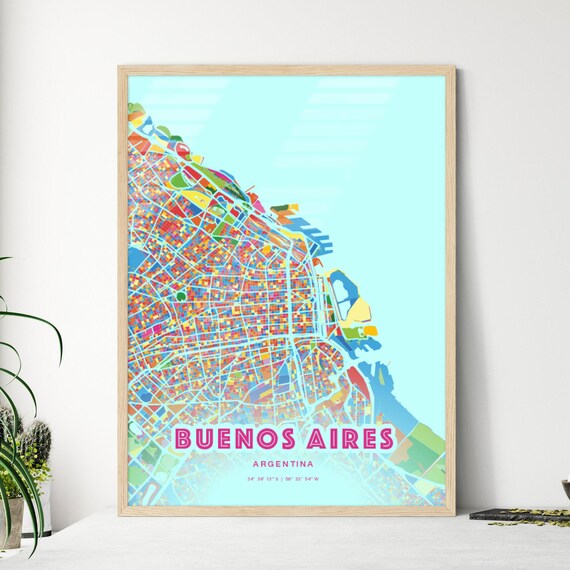 Buenos Aires Argentina Crazy Colorful Mosaic City Map Art Poster
