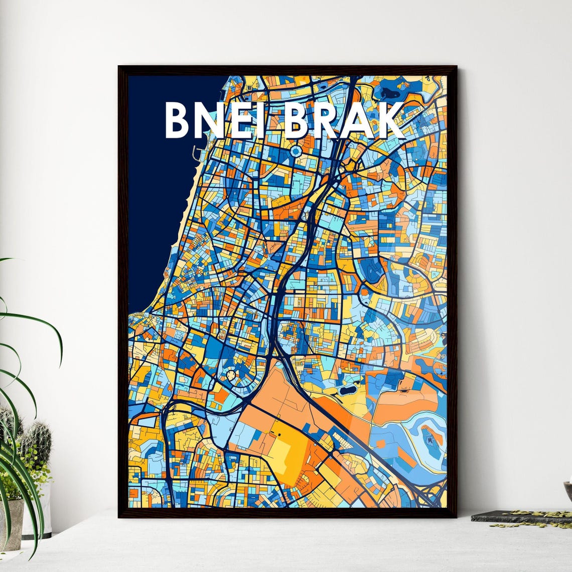 Bnei Brak Israel Colorful Modern City Street Map Travel Decor Poster